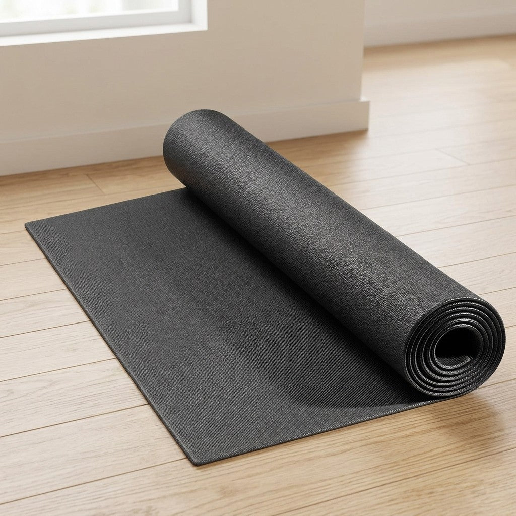 WalkHaven floor mat half unrolled on an oak floor