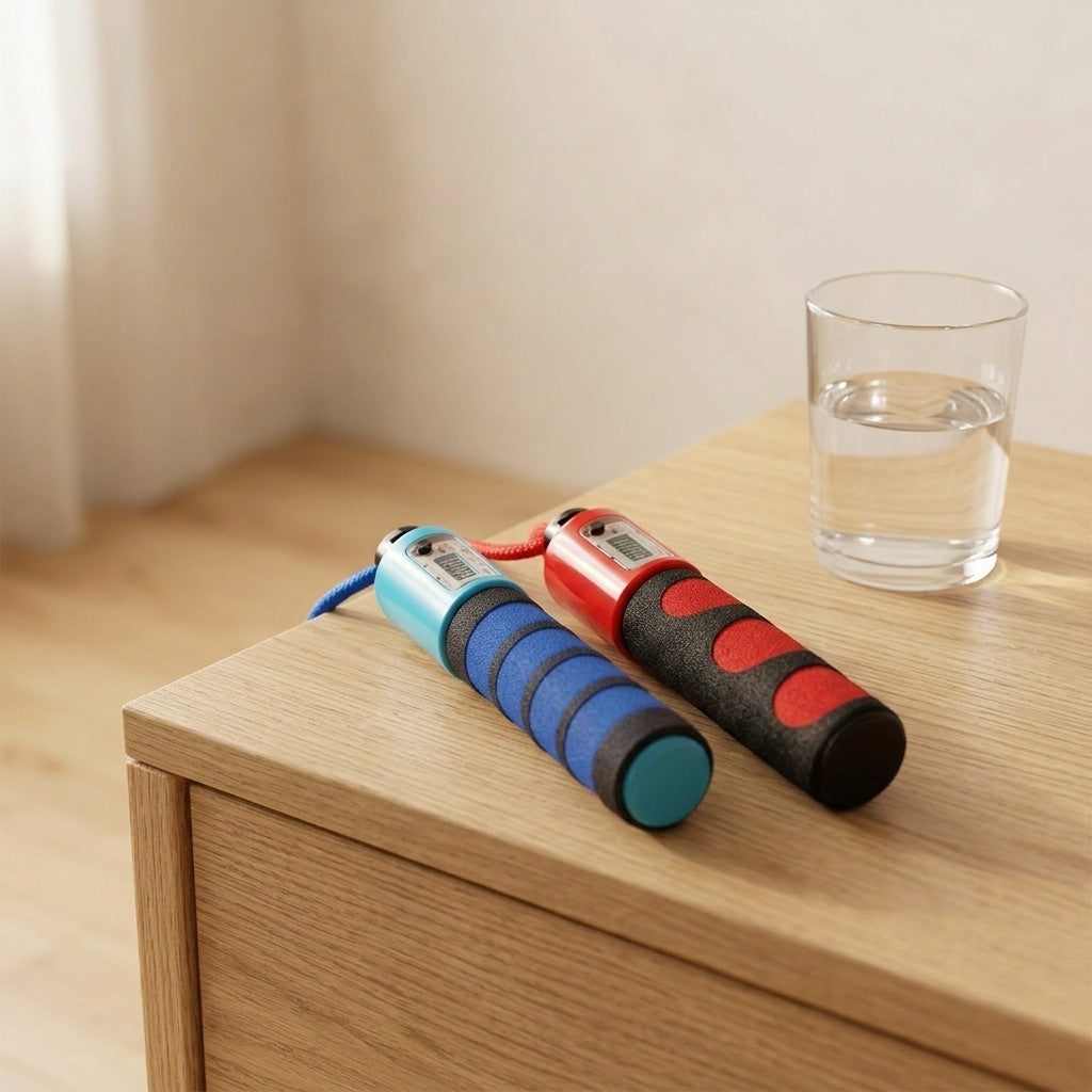 WalkHaven Count jump rope counter handles, blue and red