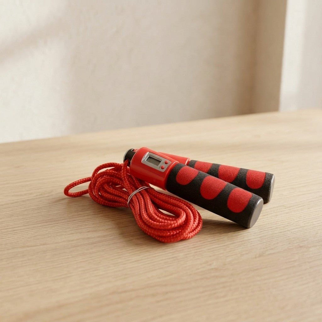 WalkHaven Count jump rope, red, with counter handle